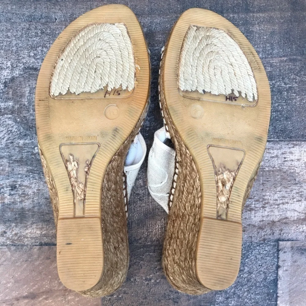 ANDRE ASSOUS Jute Espadrilles canvas wedge Beige Size 10